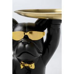 Side Table Cool Bulldog Tray Black Yan Sehpa