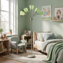 Colarato Yeşil Oynar Başlık Gri Gövde Dekoratif Lambader