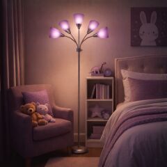 Colarato Mor Oynar Başlık Gri Gövde Dekoratif Lambader