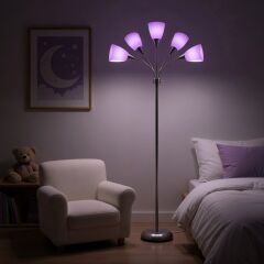 Colarato Mor Oynar Başlık Gri Gövde Dekoratif Lambader