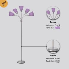 Colarato Mor Oynar Başlık Gri Gövde Dekoratif Lambader