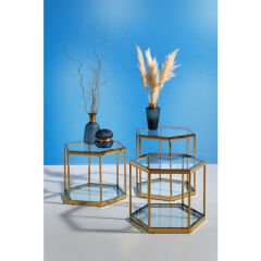 Comb Gold Çelik Yan Sehpa