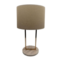 Mermer Desenli Abajur Metal Gövdeli Gold