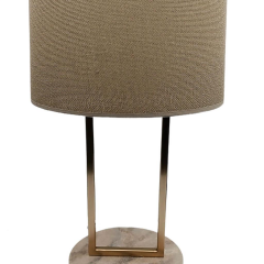 Mermer Desenli Abajur Metal Gövdeli Gold