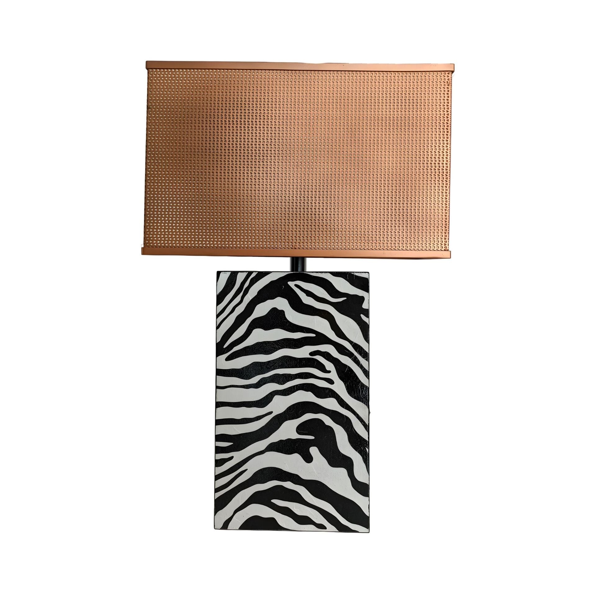 Ramon Zebra Desenli Ahşap Abajur