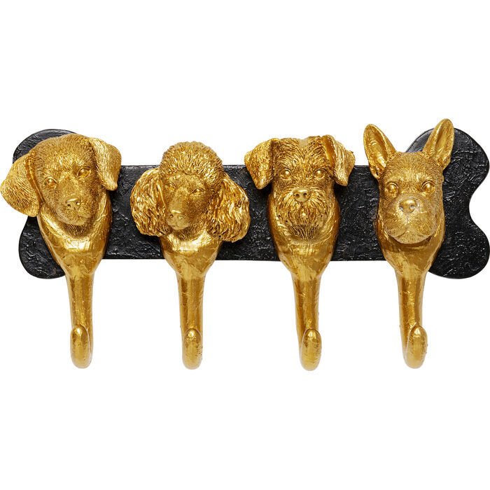 Coat Rack Dog Family Gold 31cm