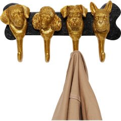 Coat Rack Dog Family Gold 31cm
