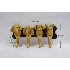 Coat Rack Dog Family Gold 31cm