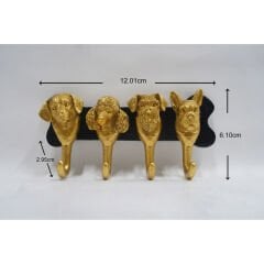Coat Rack Dog Family Gold 31cm