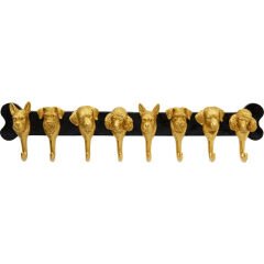 Coat Rack Dog Family Gold 69cm