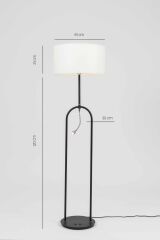 Okuma Lambalı Metal Lambader Siyah Kısa