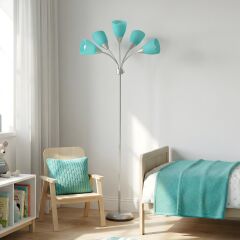 Colarato Turkuaz Oynar Başlık Gri Gövde Dekoratif Lambader