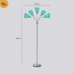 Colarato Turkuaz Oynar Başlık Gri Gövde Dekoratif Lambader