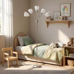 Colarato Beyaz Oynar Başlık Gri Gövde Dekoratif Lambader