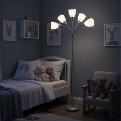 Colarato Beyaz Oynar Başlık Gri Gövde Dekoratif Lambader