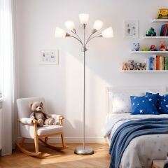 Colarato Beyaz Oynar Başlık Gri Gövde Dekoratif Lambader