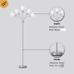 Colarato Beyaz Oynar Başlık Gri Gövde Dekoratif Lambader