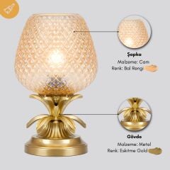 Riva Eskitme Gövde Bal Renk Başlık Dekoratif Abajur