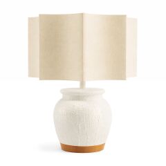 Dorin Beyaz Gövde Krem Başlık Dekoratif Abajur