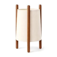 Lorin Ahşap Gövde Krem Başlık Dekoratif Abajur