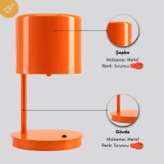 Zoren Turuncu Gövde Turuncu Başlık Masa Lambası
