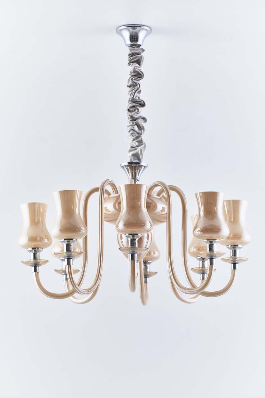 8 Kollu Cam Avize Sedefli