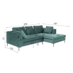 Gianni Small Velvet Dark Green Right Köşe Kanepe