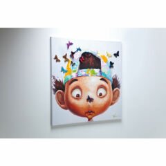 Touched Boy with Butterflies Tablo 100x100cm