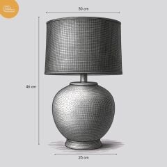 Lemir Açık Yeşil Gövde Siyah Başlık Dekoratif Abajur