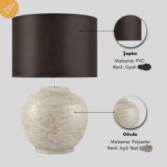 Lemir Açık Yeşil Gövde Siyah Başlık Dekoratif Abajur