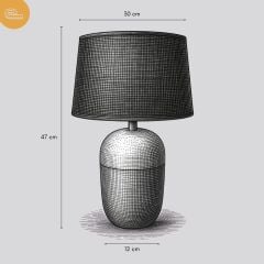 Miero Antasit Gövde Siyah Başlık Dekoratif Abajur