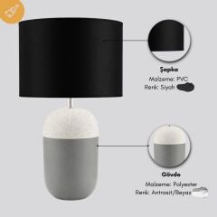 Miero Antasit Gövde Siyah Başlık Dekoratif Abajur