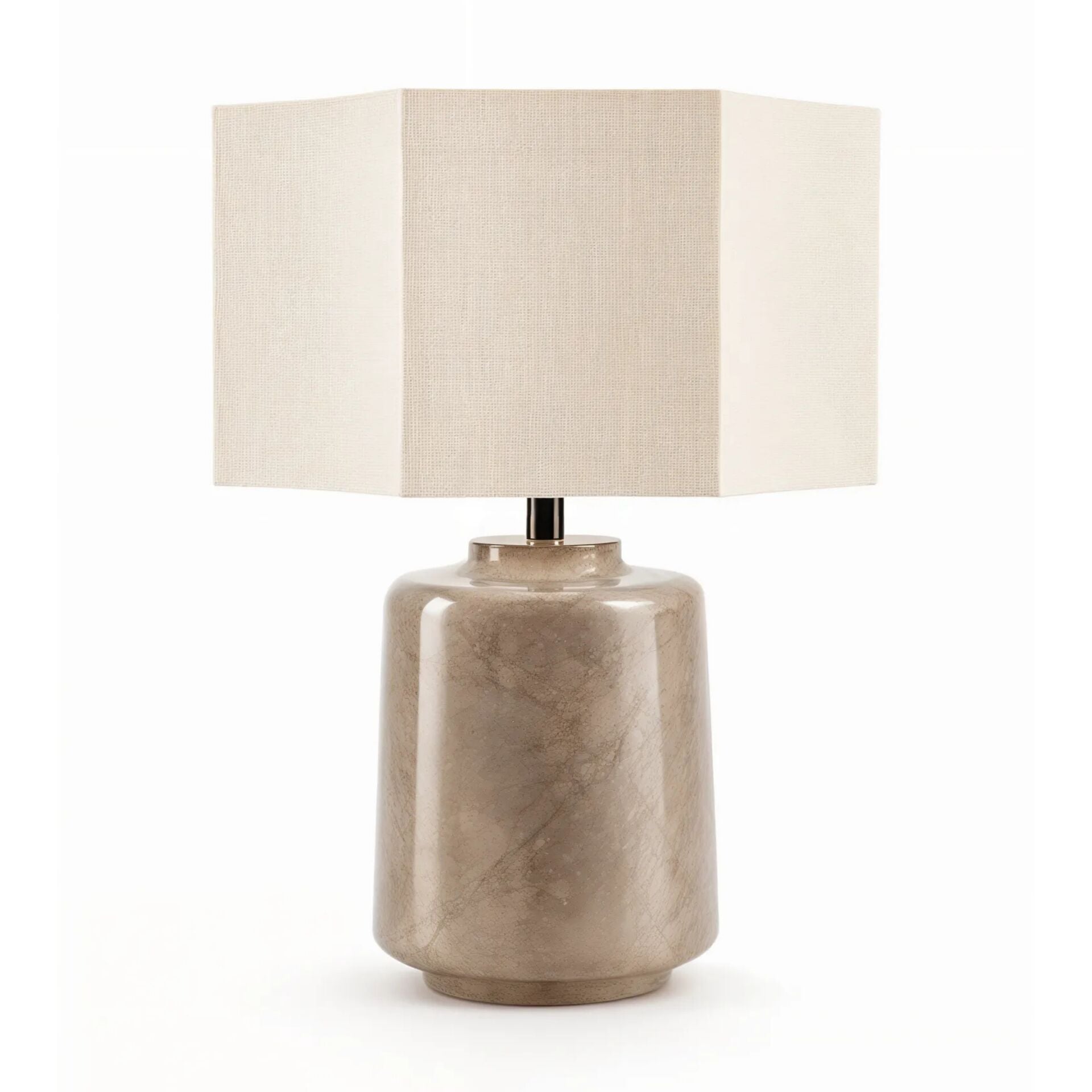 Rion Kahve Gövde Krem Başlık Dekoratif Abajur