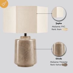 Rion Kahve Gövde Krem Başlık Dekoratif Abajur