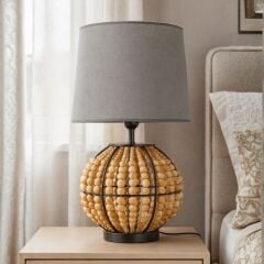 Meloni Kahverengi Gövde Antrasit Başlık Dekoratif Abajur