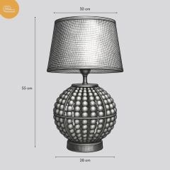 Meloni Kahverengi Gövde Antrasit Başlık Dekoratif Abajur