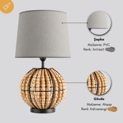 Meloni Kahverengi Gövde Antrasit Başlık Dekoratif Abajur