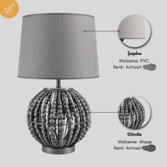 Meloni Antrasit Gövde Antrasit Başlık Dekoratif Abajur