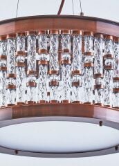 Cam Aksesuarlı Sarkıt Avize Bakır Küçük