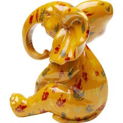 Deco Figurine Elephant Dots Yellow 18cm