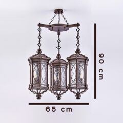 3 Başlıklı Ahşap Avize