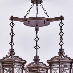 3 Başlıklı Ahşap Avize