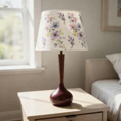 Pure Bordo Gövde Desen Baskılı Başlık Dekoratif Abajur