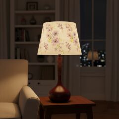 Pure Bordo Gövde Desen Baskılı Başlık Dekoratif Abajur