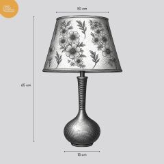 Pure Bordo Gövde Desen Baskılı Başlık Dekoratif Abajur