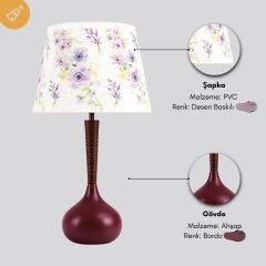 Pure Bordo Gövde Desen Baskılı Başlık Dekoratif Abajur
