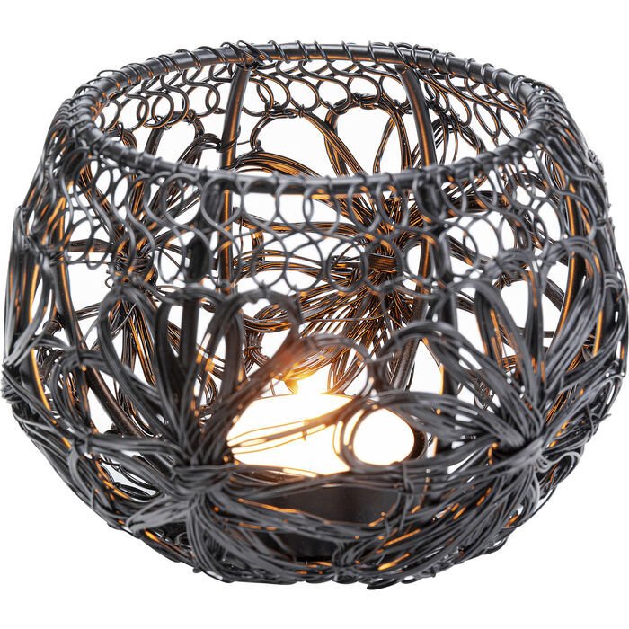 Tealight Hayat Siyah Toz Kaplı Çelik Mumluk