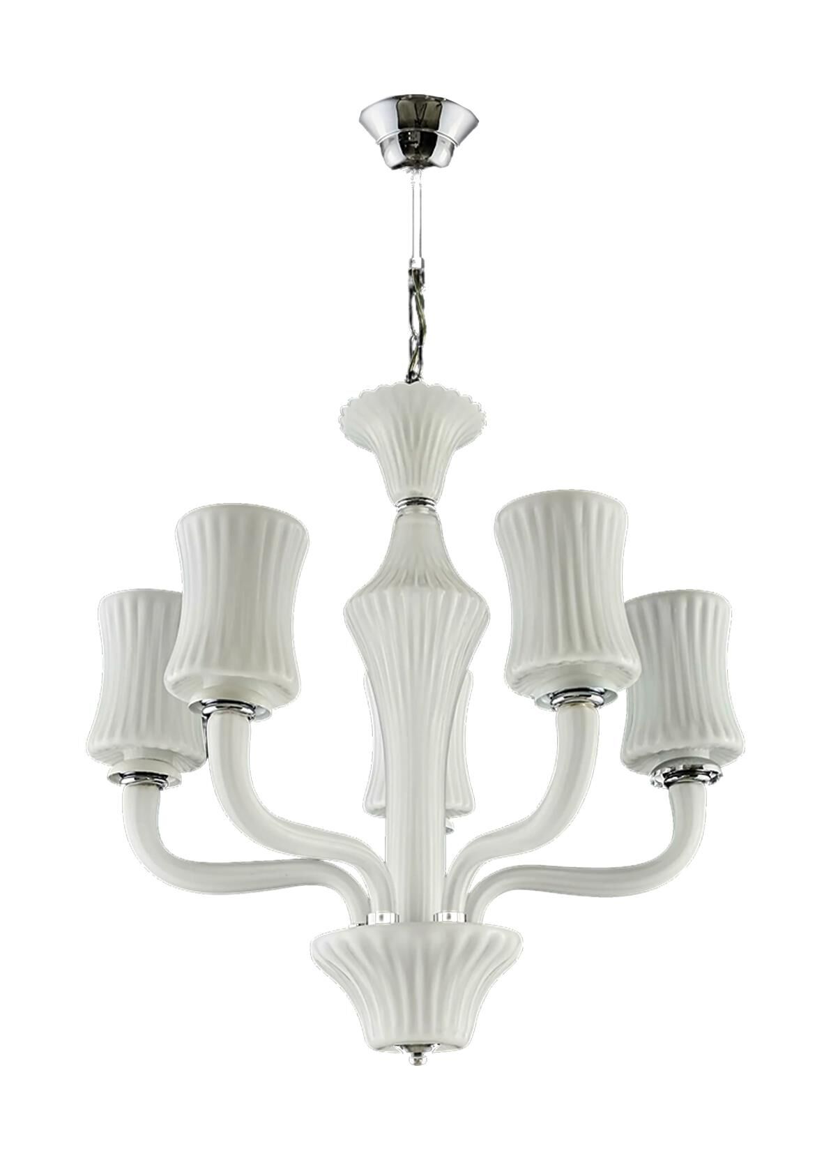 5 Kollu Bardaklı Avize Beyaz