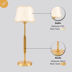 Blaze Gold Gövde Krem Başlık Dekoratif Abajur