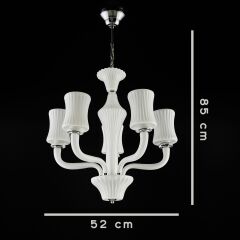 5 Kollu Bardaklı Avize Beyaz